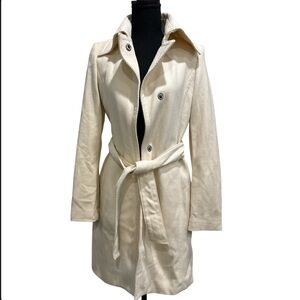 🔵 Stylish Cream Belted Trench Coat